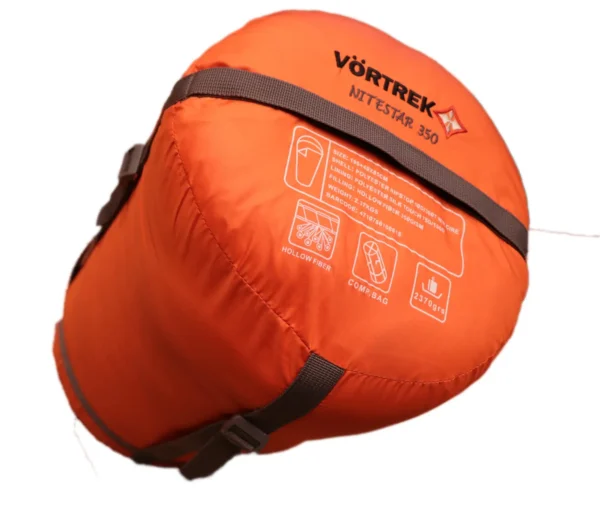 Bolsa de dormir Vortrek NITESTAR 350 naranja/gris 190+40X85cm - Imagen 6