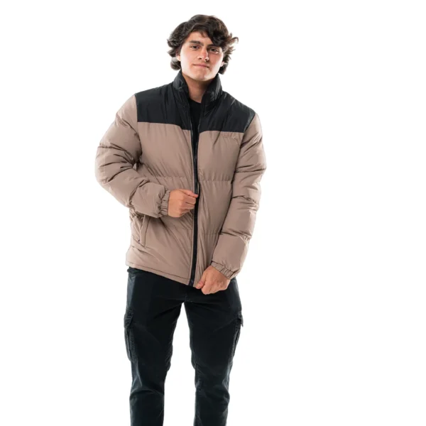 Campera Vortrek Hombre Puffer dos colores Negro-Marron claro 21117610 - Imagen 2