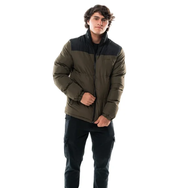 Campera Vortrek Hombre Puffer dos colores Negro-Verde militar 21117610 - Imagen 2