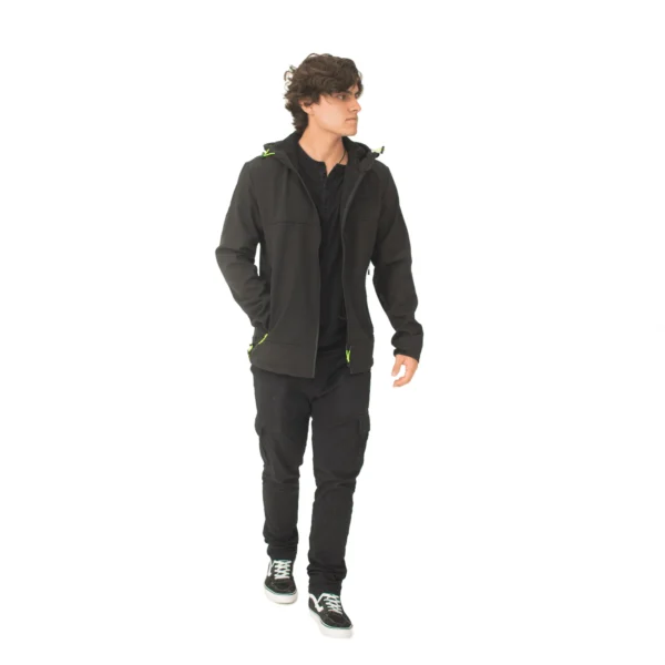 Campera Vortrek Hombre SOFTSHELL 29117224 con Capucha color Negro - Imagen 3