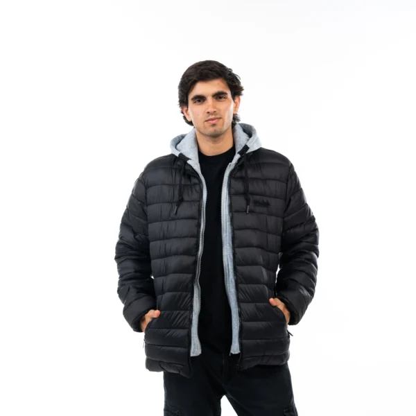 Campera Vortrek hombre uniqlo desmontable capucha friza algodon color negro - Imagen 5