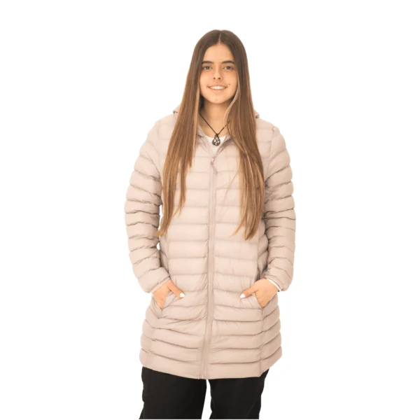 Campera Vortrek Mujer 21217531 Larga con Capucha Poliamida color Arena - Imagen 6