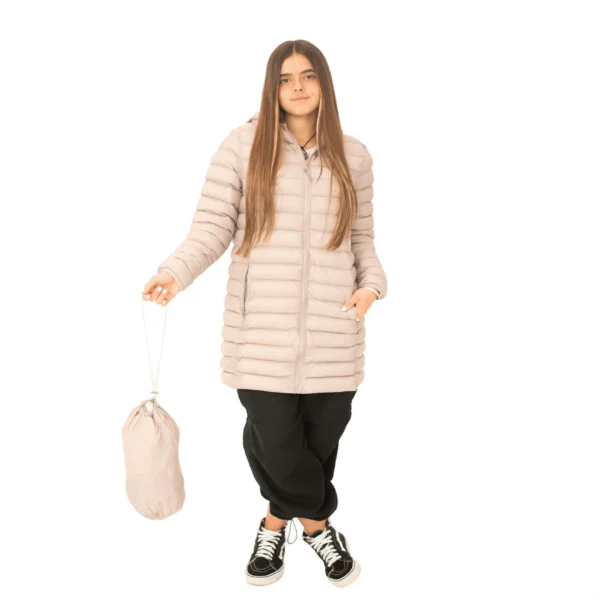 Campera Vortrek Mujer 21217531 Larga con Capucha Poliamida color Arena - Imagen 4