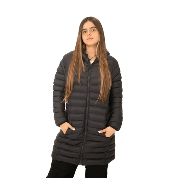 Campera Vortrek Mujer 21217531 Larga con Capucha Poliamida color Negro - Imagen 6