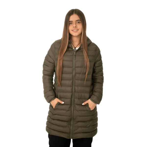 Campera Vortrek Mujer 21217531 Larga con Capucha Poliamida color Verde oscuro - Imagen 6