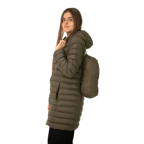 Campera Vortrek Mujer 21217531 Larga con Capucha Poliamida color Verde oscuro - Imagen 3