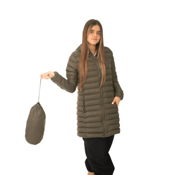 Campera Vortrek Mujer 21217531 Larga con Capucha Poliamida color Verde oscuro - Imagen 4
