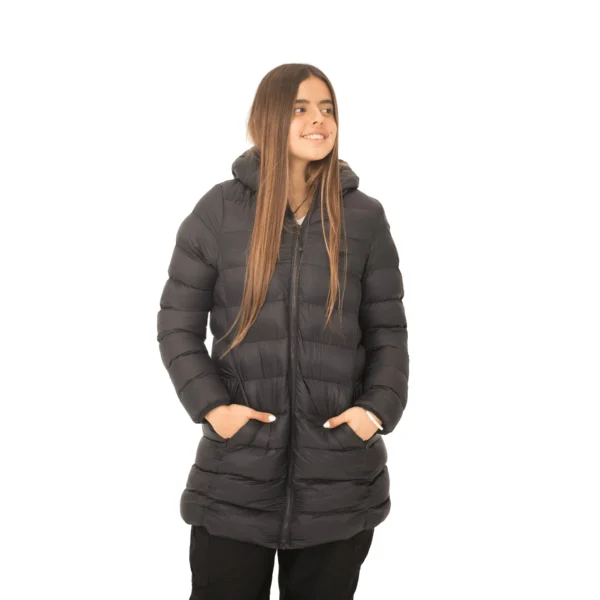 Campera Vortrek Mujer 21217641 Puffer larga Poliamida y corderito color Negro - Imagen 6