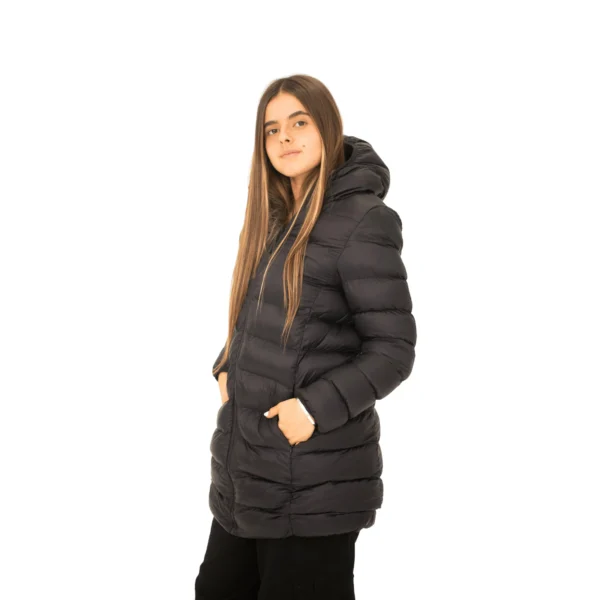 Campera Vortrek Mujer 21217641 Puffer larga Poliamida y corderito color Negro - Imagen 2