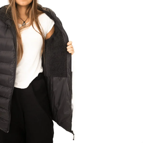 Campera Vortrek Mujer 21217641 Puffer larga Poliamida y corderito color Negro - Imagen 5