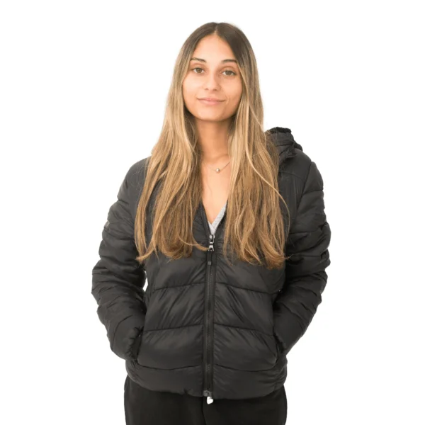 Campera Vortrek Mujer 21217642 Puffer Poliamida y corderito con capucha color Negro - Imagen 6