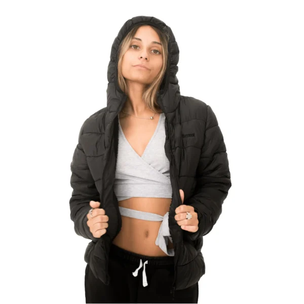 Campera Vortrek Mujer 21217642 Puffer Poliamida y corderito con capucha color Negro - Imagen 3