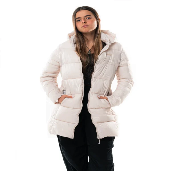Campera Vortrek Mujer Puffer larga Capucha desmontable color Crema 221217731DDM - Imagen 6