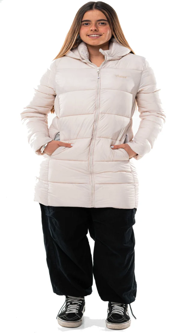 Campera Vortrek Mujer Puffer larga Capucha desmontable color Crema 221217731DDM - Imagen 4