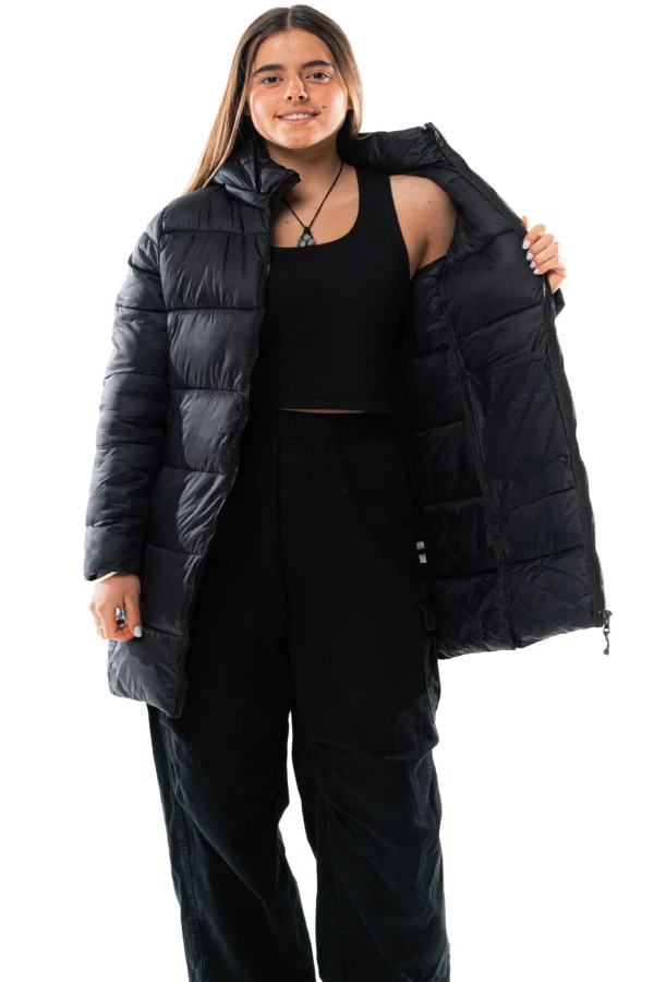 Campera Vortrek Mujer Puffer larga Capucha desmontable color Negro 221217731DDM - Imagen 3