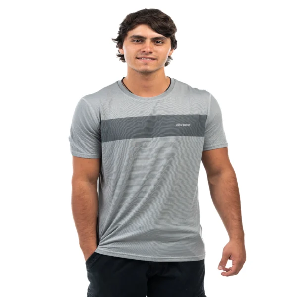 Remera VORTREK STRIPE manga corta color gris - Imagen 6