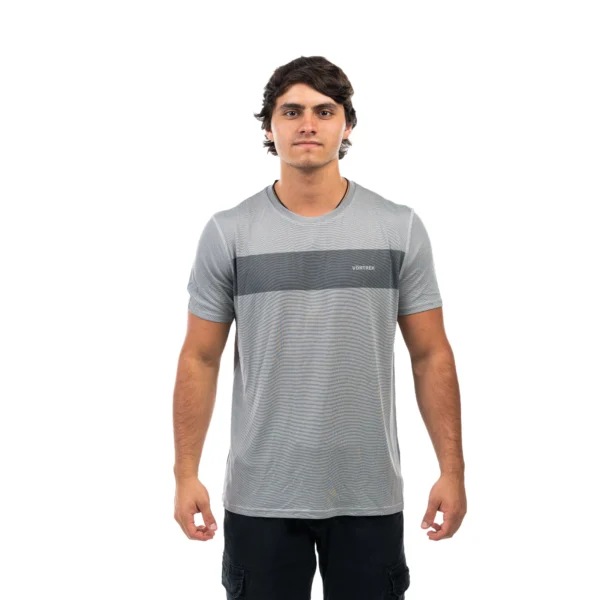 Remera VORTREK STRIPE manga corta color gris - Imagen 4