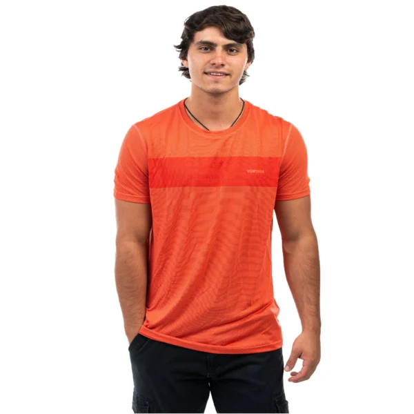 Remera VORTREK STRIPE manga corta color rojo coral - Imagen 6