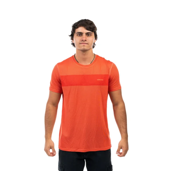 Remera VORTREK STRIPE manga corta color rojo coral - Imagen 4
