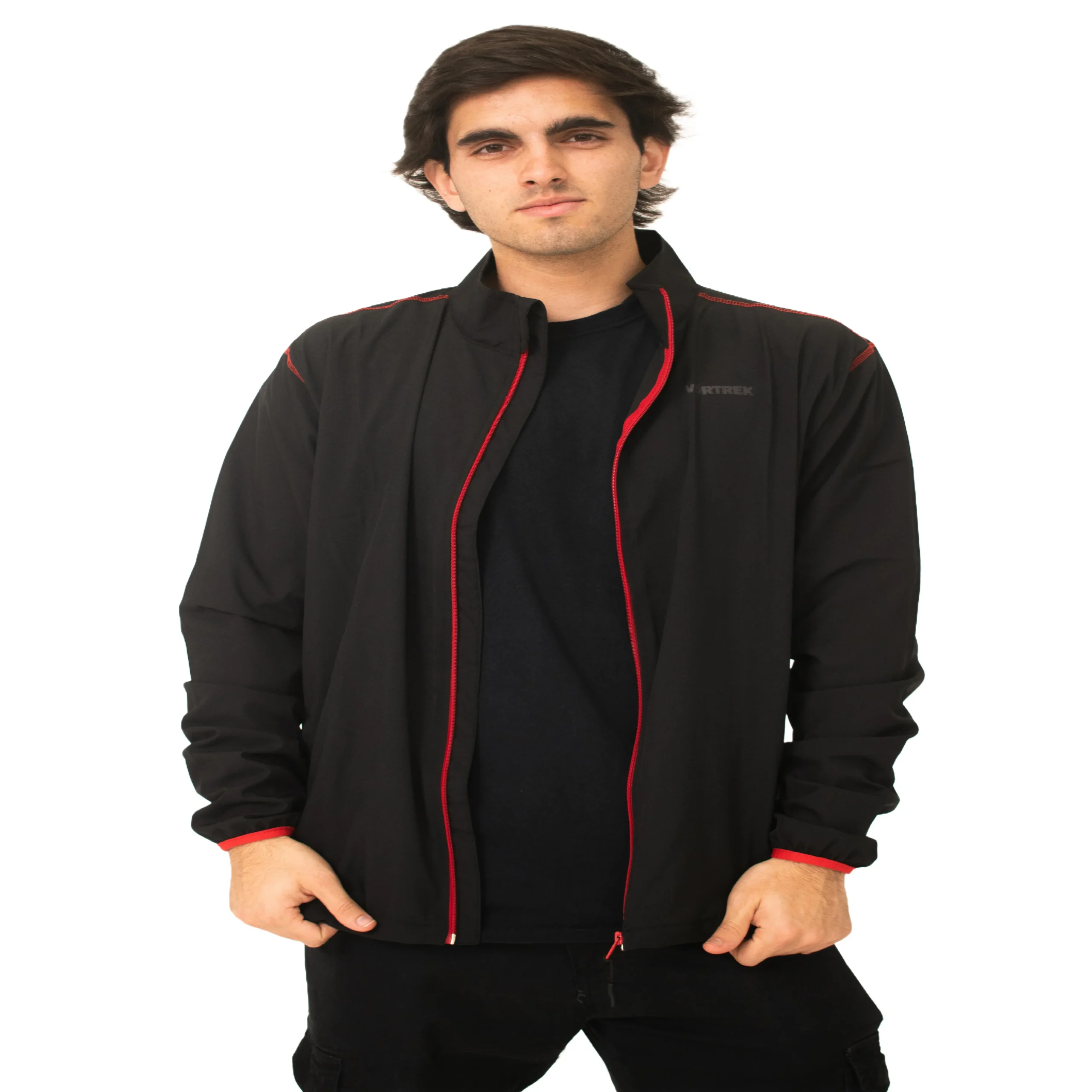 Campera deportiva Hombre CHARVIN color Negro-Rojo
